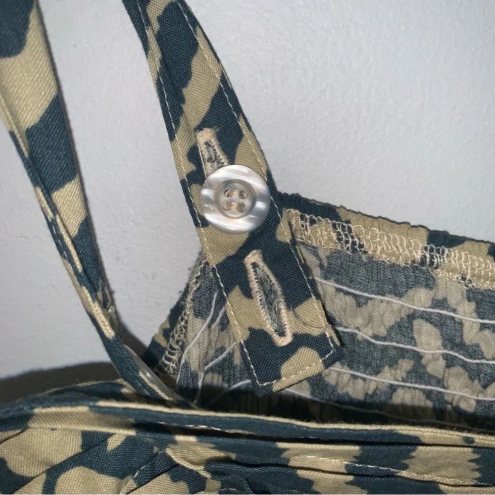 Soft Surroundings Olive & Tan Print Animal Maxi Dress Size Large
